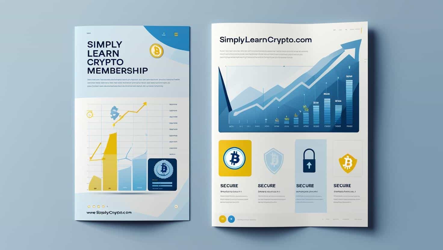 http://Two%20pages%20of%20a%20marketing%20brochure%20for%20the%20'SIMPLY%20LEARN%20CRYPTO%20MEMBERSHIP'%20laid%20out%20on%20a%20blue%20background.%20The%20document%20displays%20financial%20growth%20charts,%20Bitcoin%20icons,%20and%20four%20security%20guarantees%20(shield,%20padlock).%20This%20visual%20highlights%20the%20comprehensive%20benefits%20of%20the%20platform%20for%20focused%20crypto%20learning,%20mastering%20decentralized%20finance,%20and%20learning%20cryptocurrency%20investment%20securely.